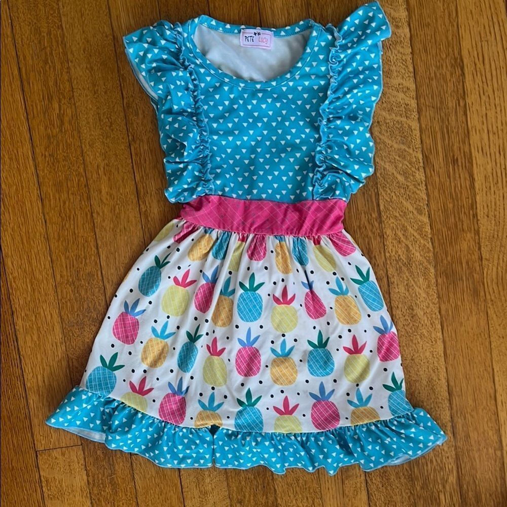 Colorful Kids Dress with Heart and Fruit Patterns